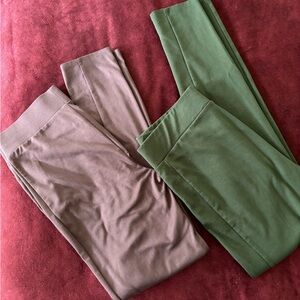 Cotton lightweight leggings - brown and olive green